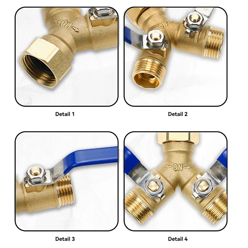 Garden Hose Splitter, Hose Y Splitter With Shutoff, 3/4 Inch GHT Threads