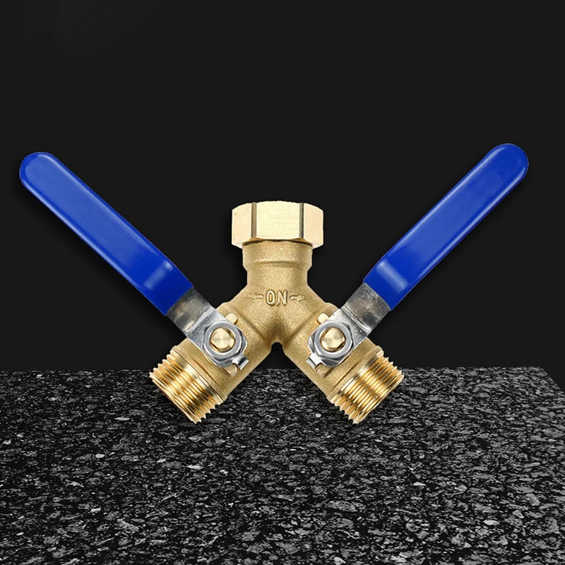 Garden Hose Splitter, Hose Y Splitter With Shutoff,  3/4 Inch GHT Threads