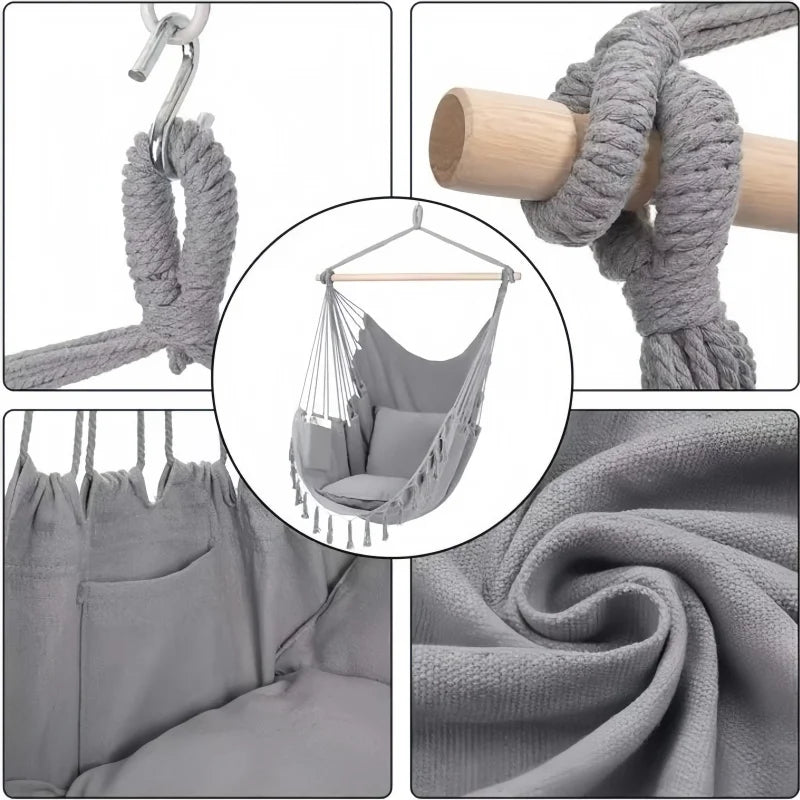 High Load Garden Rope Swing - Foldable Canvas Hammock
